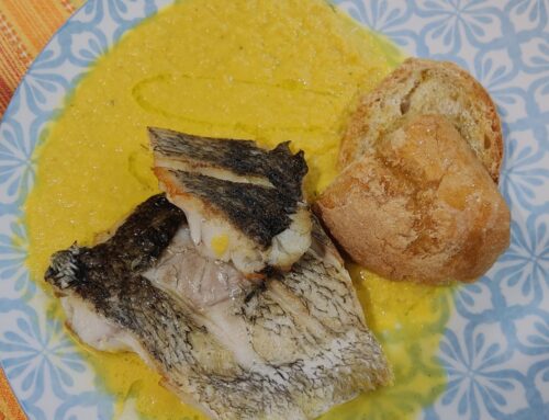 Ombrina con crema di carote